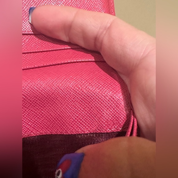 Prada Pink Saffiano Double snap long Bow Wallet - Picture 11 of 13